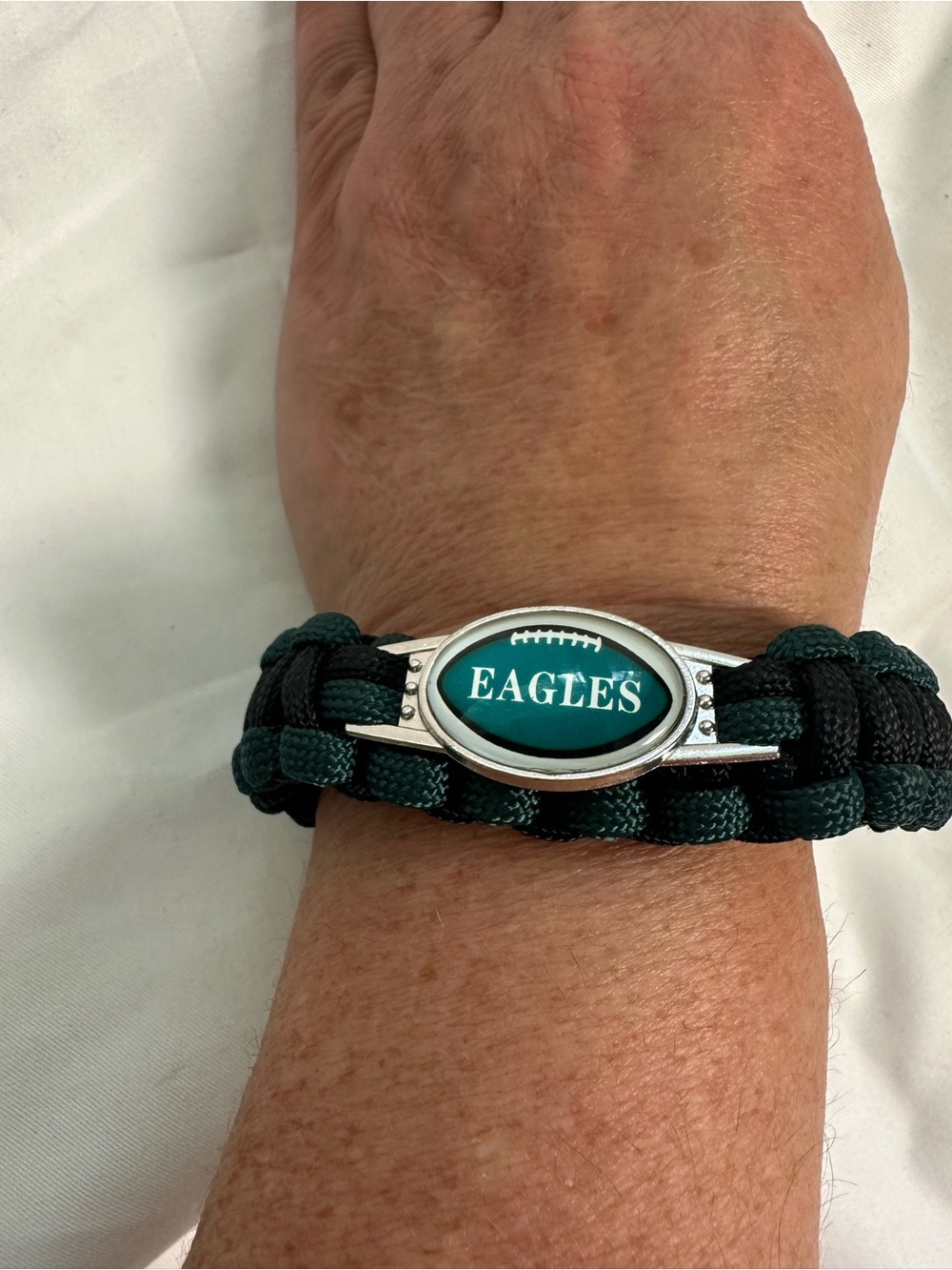 EAGLES Paracord Football Bracelet in Dark Green and Black